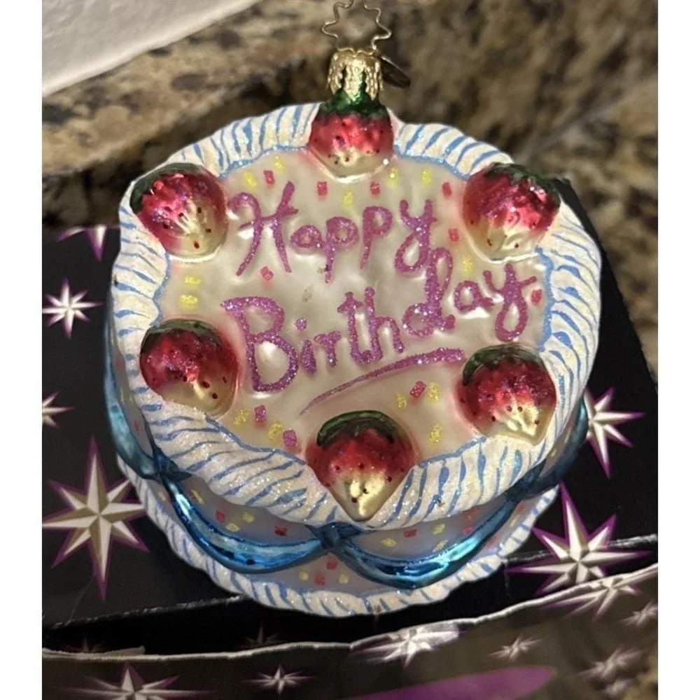 Christopher‎ Radko 2000 Berry Happy Birthday Cake Christmas Holiday Ornament